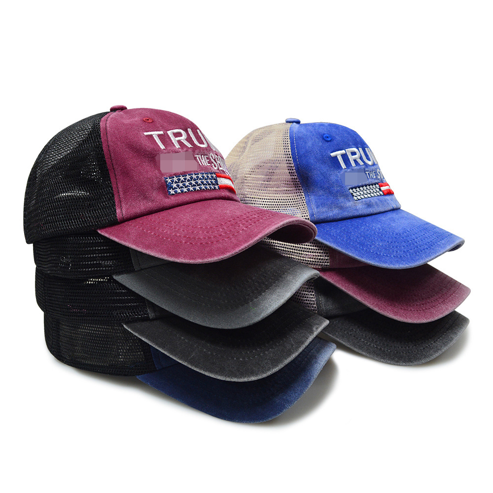 2024春夏潮棒球帽网眼帽川普纯棉太阳帽男女士水洗跨境防晒鸭舌帽详情14