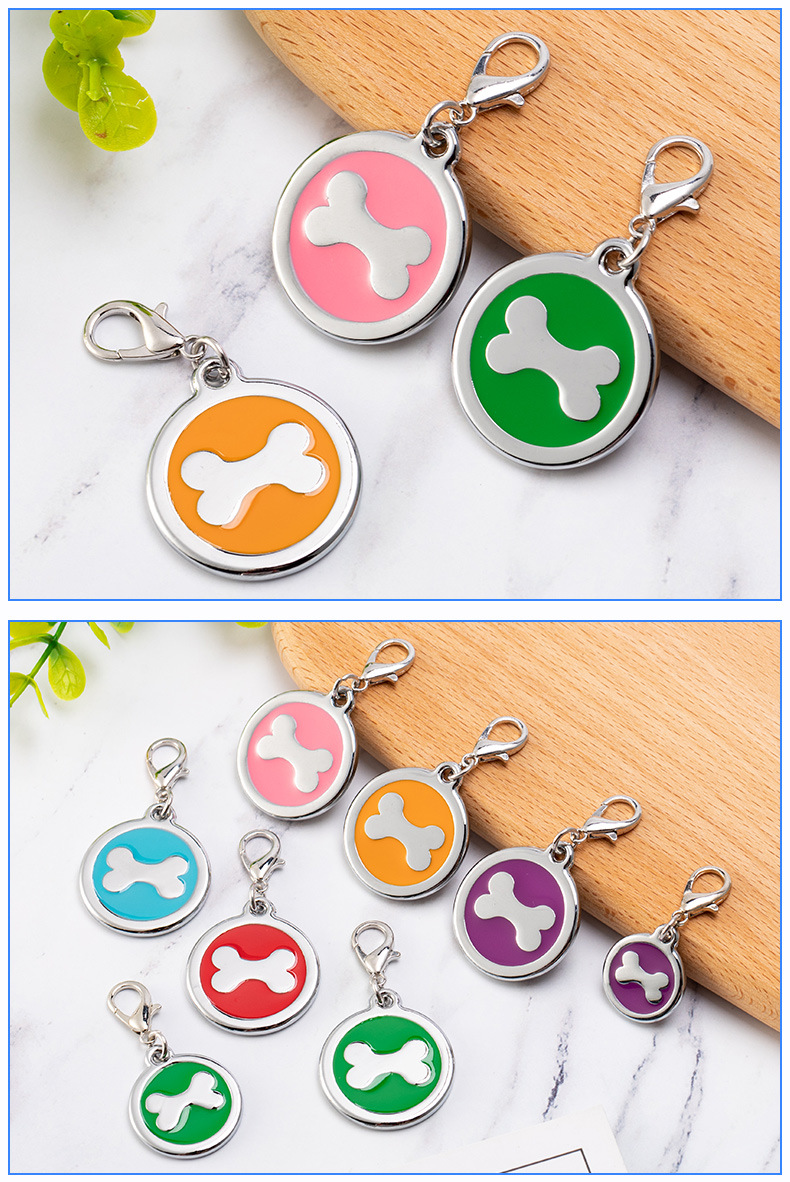 Fabricante en stock aleación de zinc hueso redondo puede ser grabado pet dog tag dog anti-lost tag pic 15