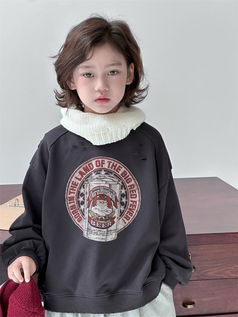 2024秋季新款韩版儿童宽松卫衣男女童百搭印花圆领套头上衣潮详情11