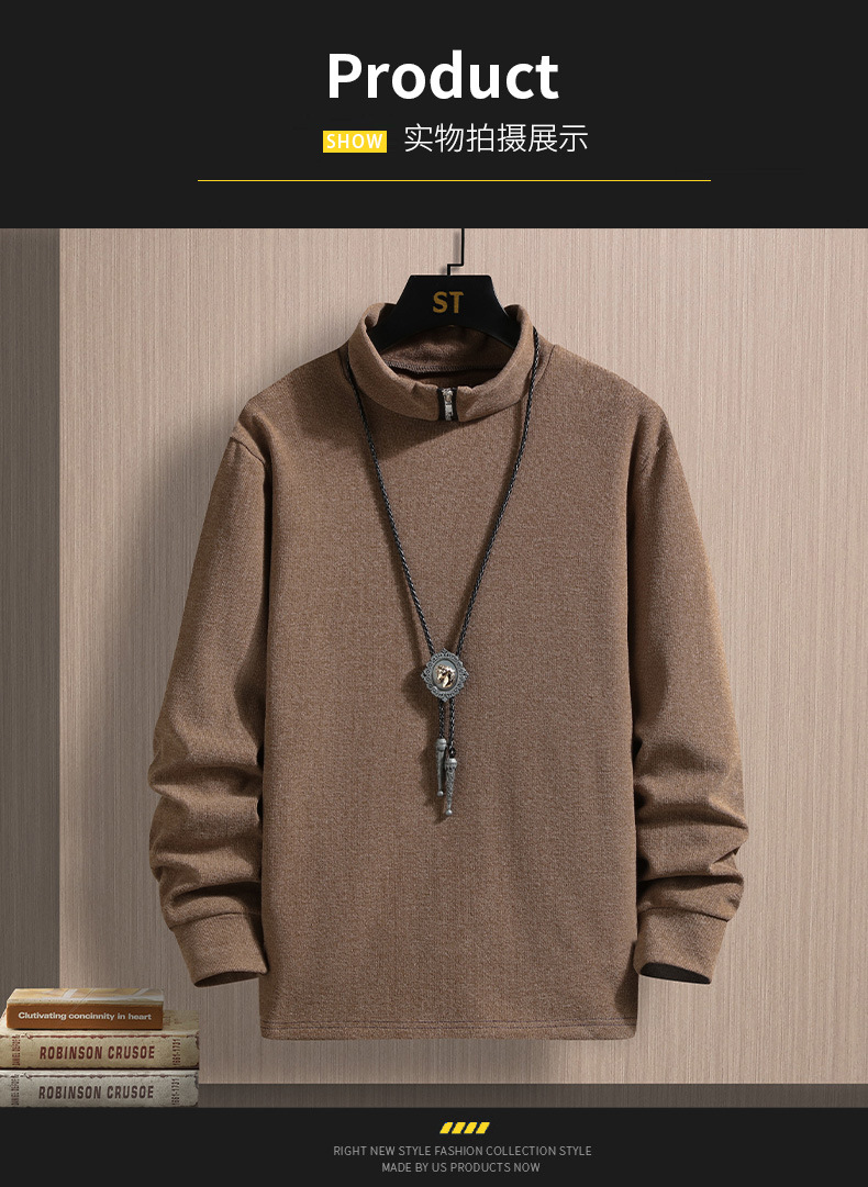 2022 Autumn/Winter new double-sided German fleece long-sleeved T-shirt for men, Korean-style trendy fleece hoodie, casual top for men pic 49