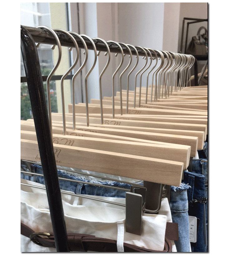 服装店实木儿童衣架无痕挂钩家用加粗成人裤架防滑晾衣架衣挂批发详情9