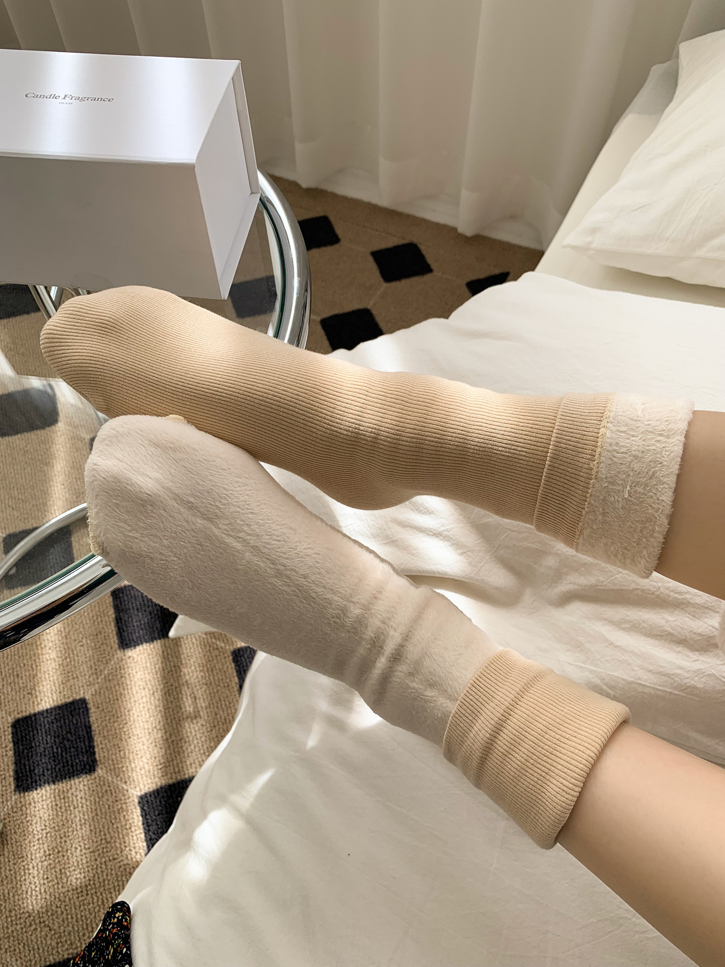 Unisex couple style fleece and thickened warm snow socks, mid-length home cotton socks, postpartum socks, floor socks pic 63