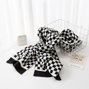 韩版仿羊绒围巾女士软糯保暖流苏大披肩冬季百搭男士格子围巾批发详情5