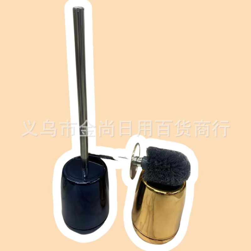 Gold-plated toilet brush for household bathroom cleaning, no blind spots, with base, bathroom long handle gold-plated set pic 3