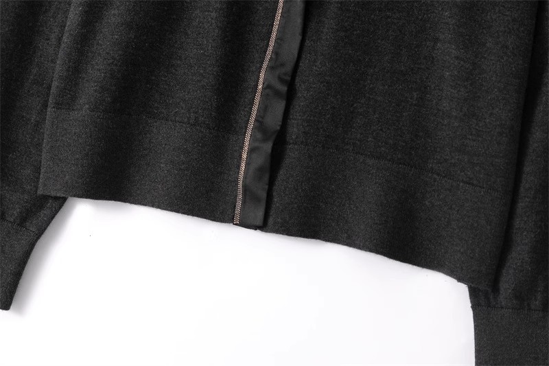 【 Fine-spun Wool 】 Beaded chain simple and intellectual patchwork long-sleeved thin wool knitted cardigan 24 early Autumn new style pic 25