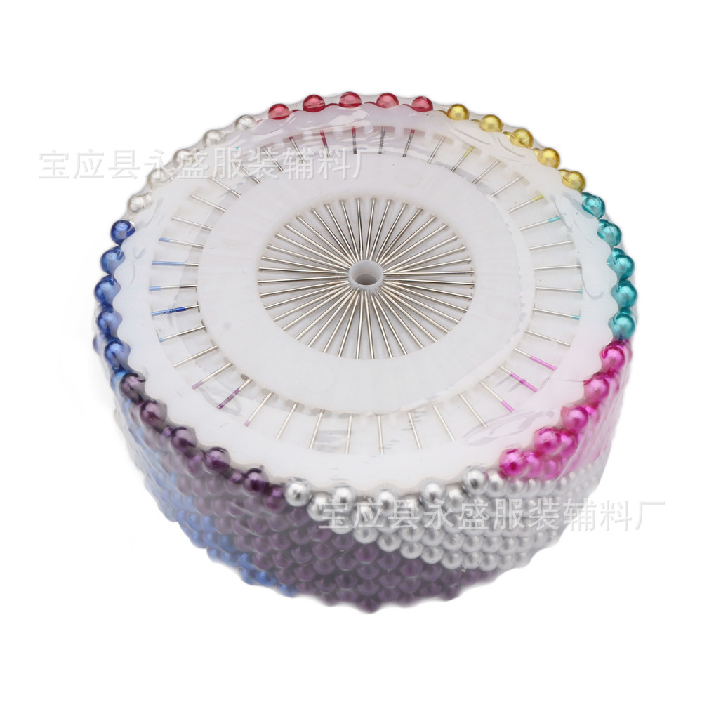 彩色珠光针40枚制衣定位针DIY配件装饰缝纫珠针镀镍针盘厂家批发详情4