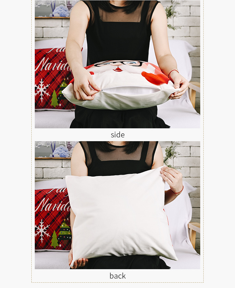 新款圣诞节装饰品创意绒布枕头套卡通老人印花枕套方形抱枕套详情15