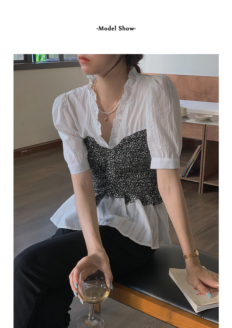 【复活款】法式复古V领碎花短款上衣夏季新款衬衫设计感小众Q1082详情16