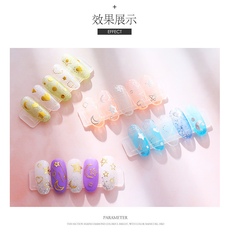 New Instagne-style star and moon nail stickers, Japanese and Korean waterproof and long-lasting gold-embossed 3d nail stickers and nail decals pic 15