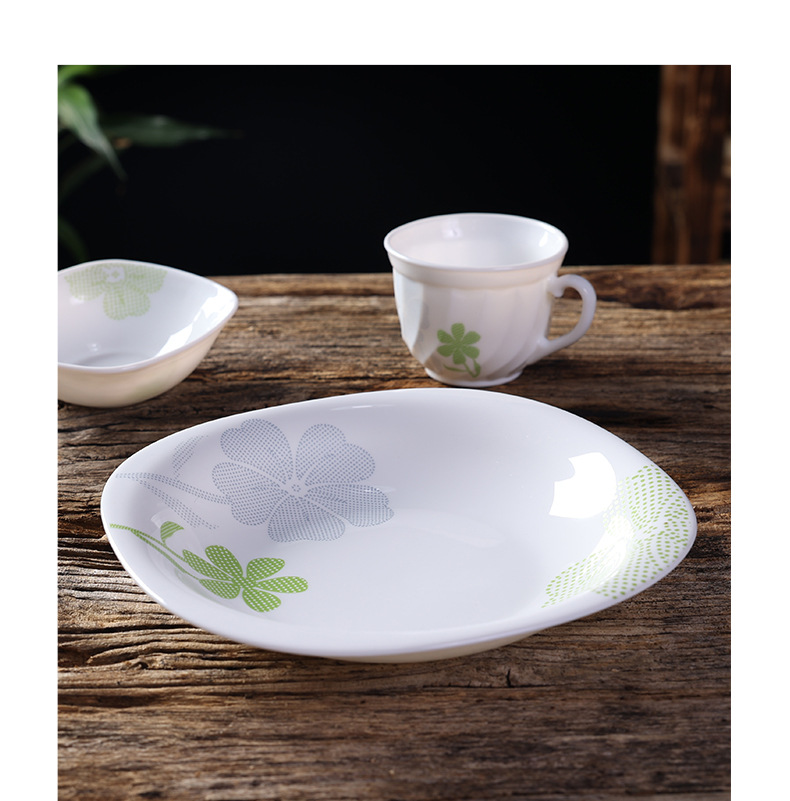 白玉玻璃瓷清雅世界翻方系列钢化玻璃翻边方盘方碗零毛孔易清餐具详情6