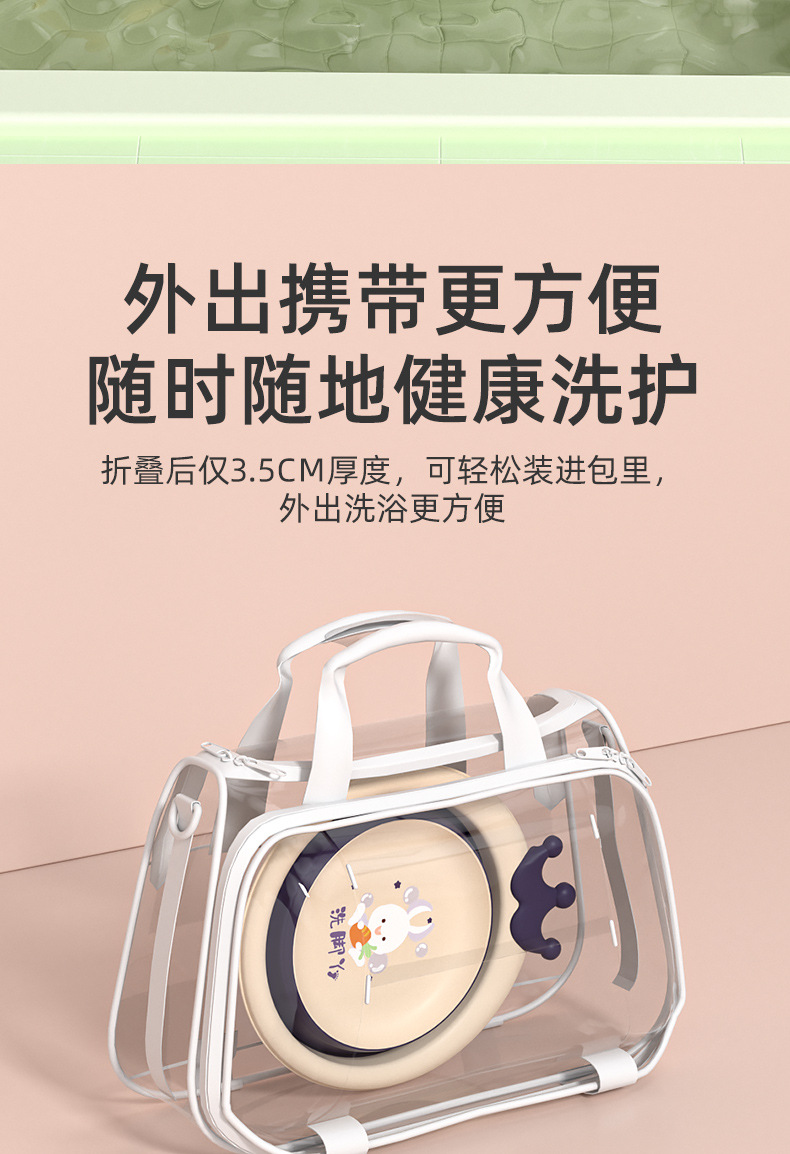 Folding washbasin for children, portable baby washbasin, silicone folding washbasin for babies, outdoor cartoon washbasin, PP basin, foot basin pic 11