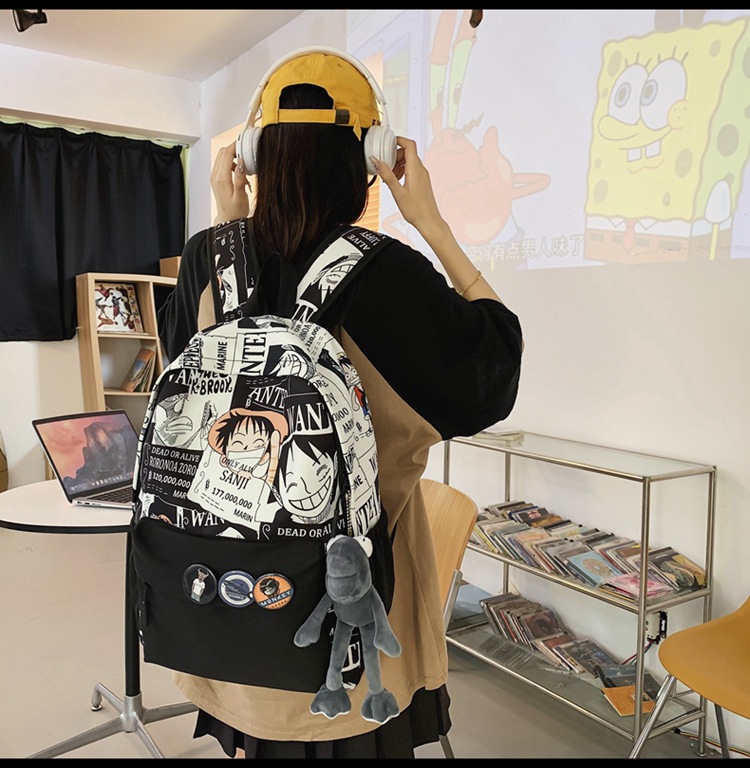 2023新款书包大容量时尚百搭双肩包初高中生情侣简约校园风双肩包详情12