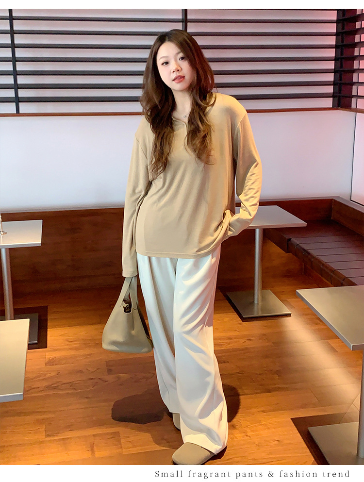 大码女装西装裤女春季垂感高腰显瘦休闲裤宽松阔腿裤百搭直筒裤裤详情13