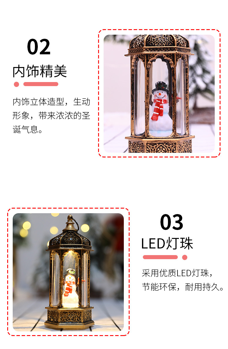 Christmas interior wind lamps, retro home decorations, antique small hexagonal glass cover wind lamps, creative candlestick ornaments pic 6