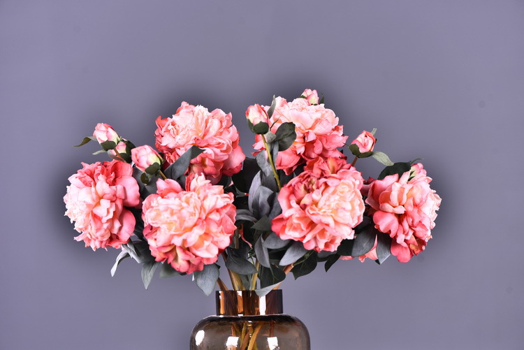 Factory direct sales of 2 simulated peonies, retro charred edge simulated peonies, soft decoration floral art for living rooms, lobbies and homestays pic 51