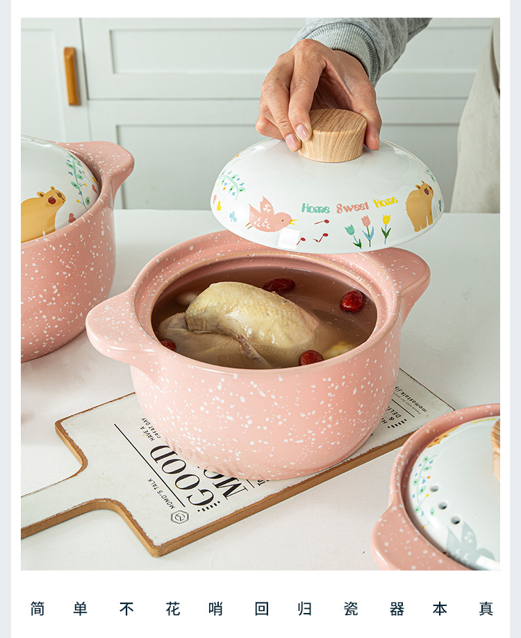 Kawashima House cute style clay pot, soup and stew pot, household open flame gas stove, clay pot, high-temperature resistant ceramic pot, milk pot pic 12