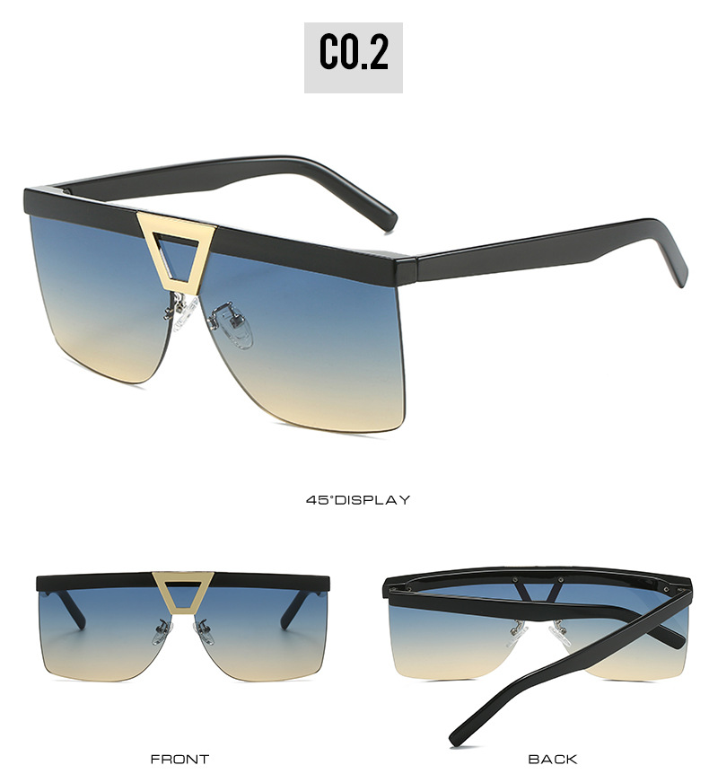 2023跨境新款太阳镜 个性半框百搭精致眼镜男 网红同款大框墨镜女详情8