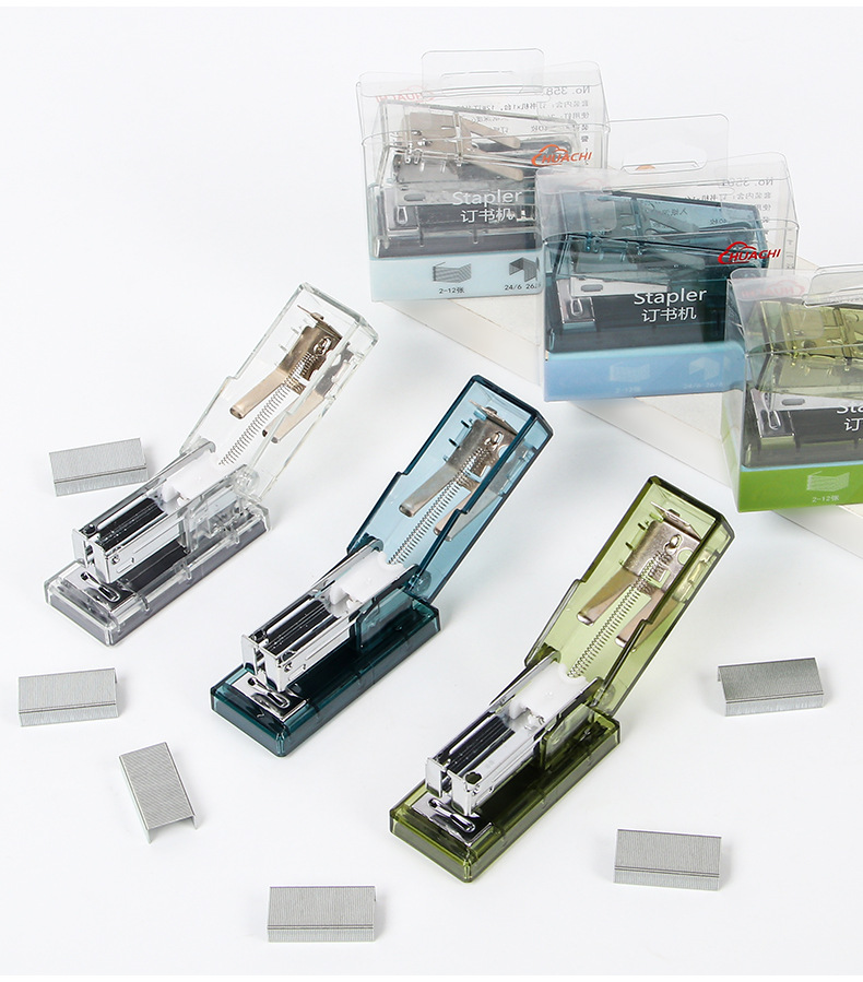 Creative mini transparent stapler, small portable student stapler, wholesale office supplies, stationery set pic 12