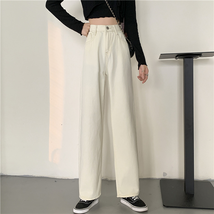 Spring 2021 new loose jeans for petite women, high-waisted and slimming, wide-leg and straight-leg pants, trendy on Instagram pic 20