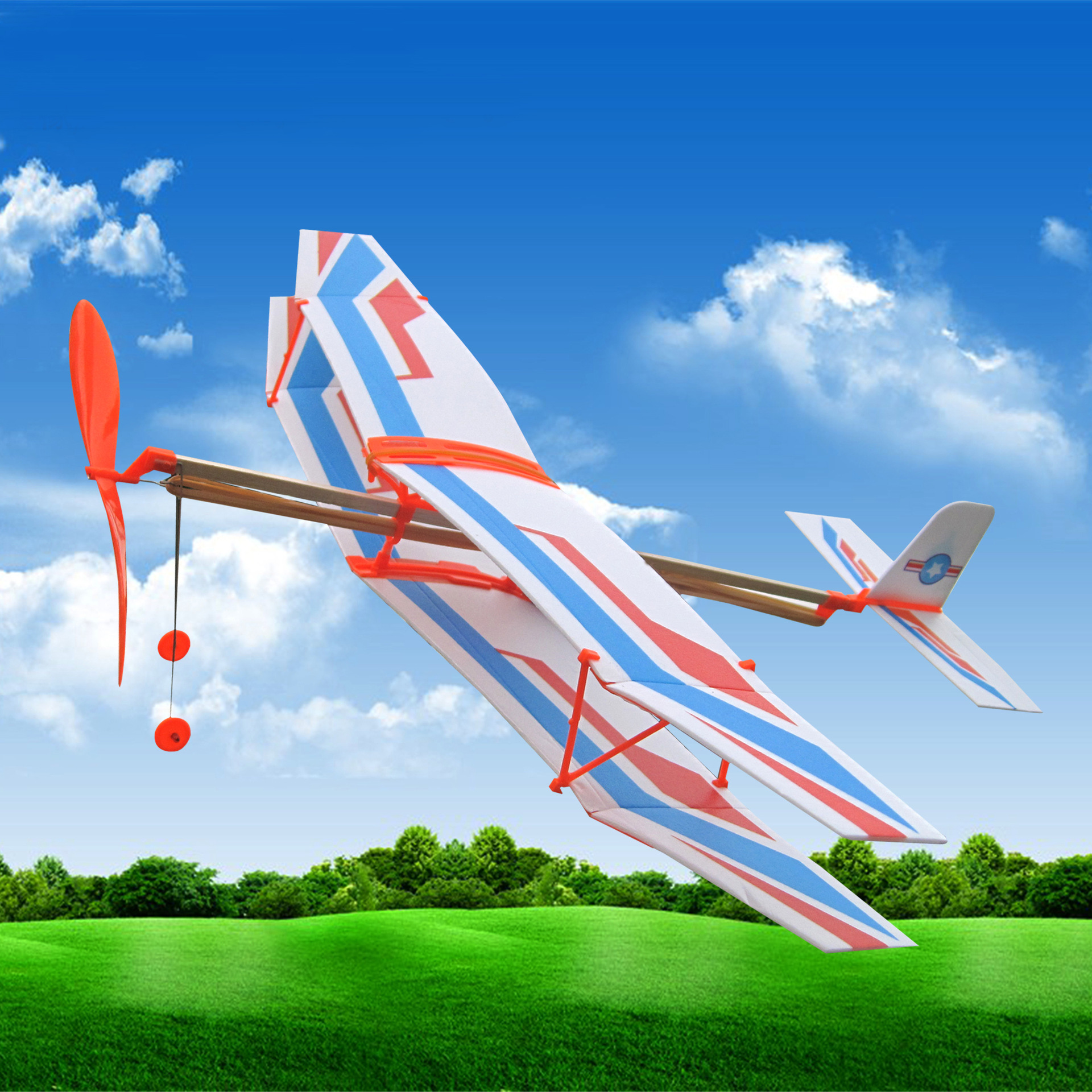 Rubber band power model aircraft, aircraft technology, handcrafted small model, puzzle science experiment, biplane glider pic 6