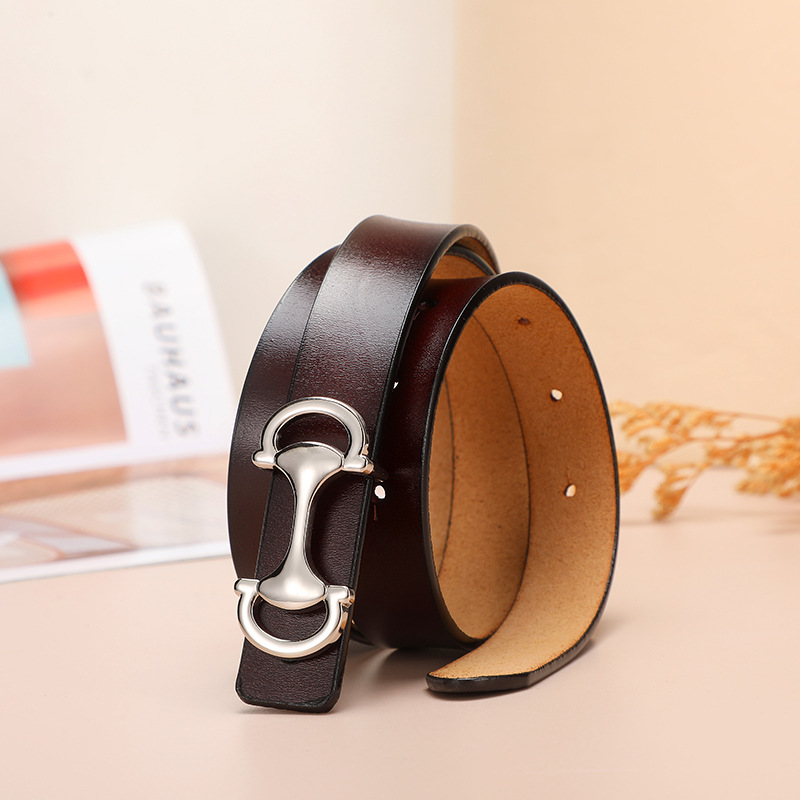 腰带女仿古真皮平滑扣复古时尚腰带女百搭装饰牛仔裤高级皮带女士详情16
