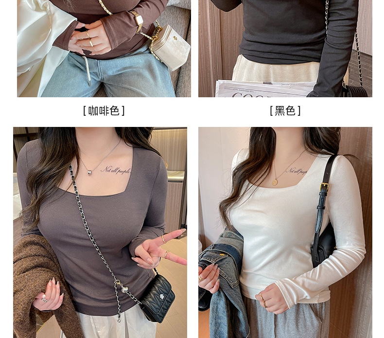 大码女装早秋高级感上衣正肩t恤女纯棉打底衫内搭长袖上衣可外穿详情13