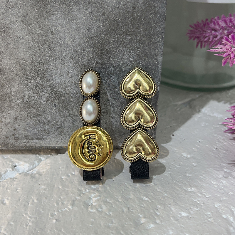 老板哥新款家复古金币爱心珍珠对夹韩日原创设计女子小众风格气质详情1