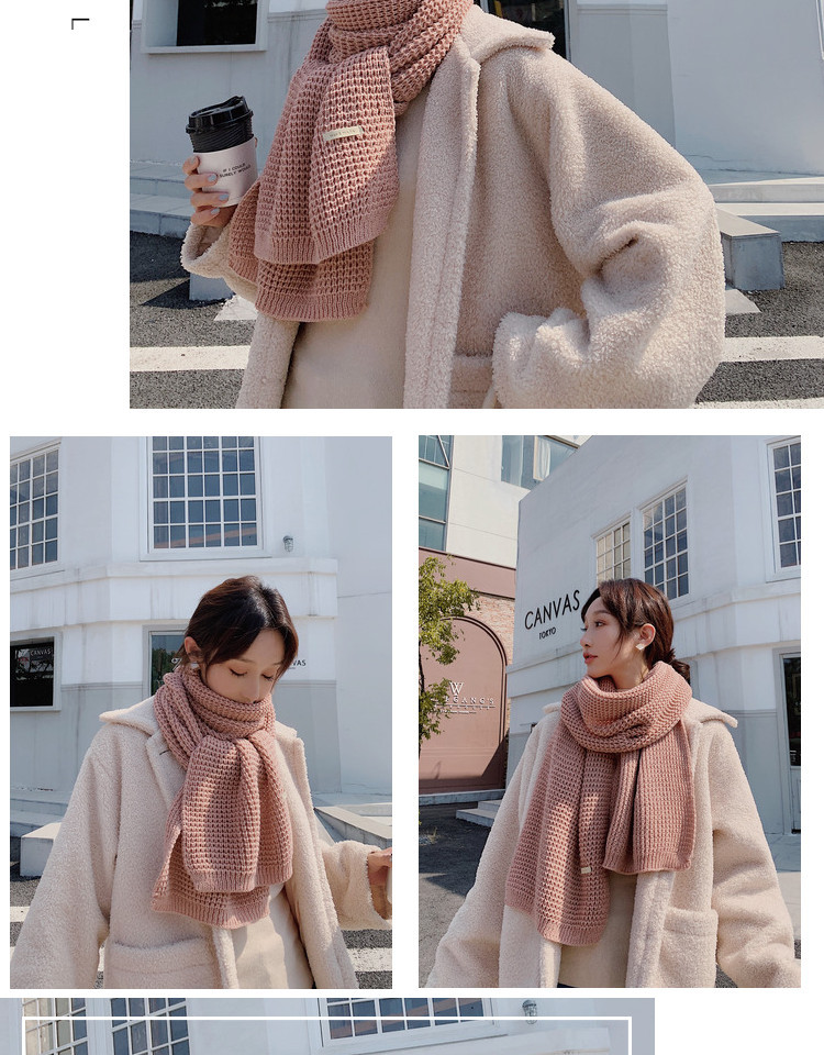 冬季小清新女日系百搭软妹围脖韩版学生围巾简约针织毛线文艺加厚详情30