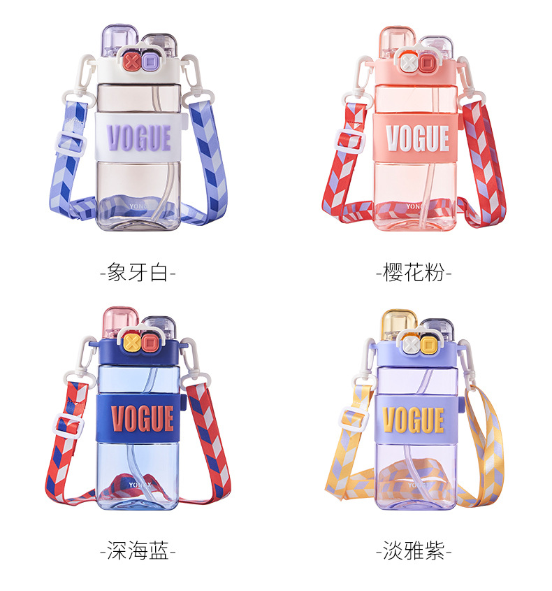 Tazas de agua de plástico tazas de agua de doble bebida para niños de alto nivel de apariencia creative punk square pajita tazas de deporte espacio pic 8