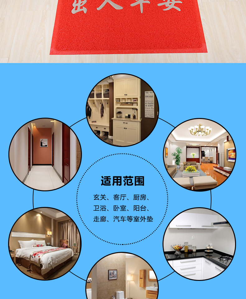 厂家批发地摊货源浴垫地垫进门Logo广告地垫出入平安门垫入户地毯详情2