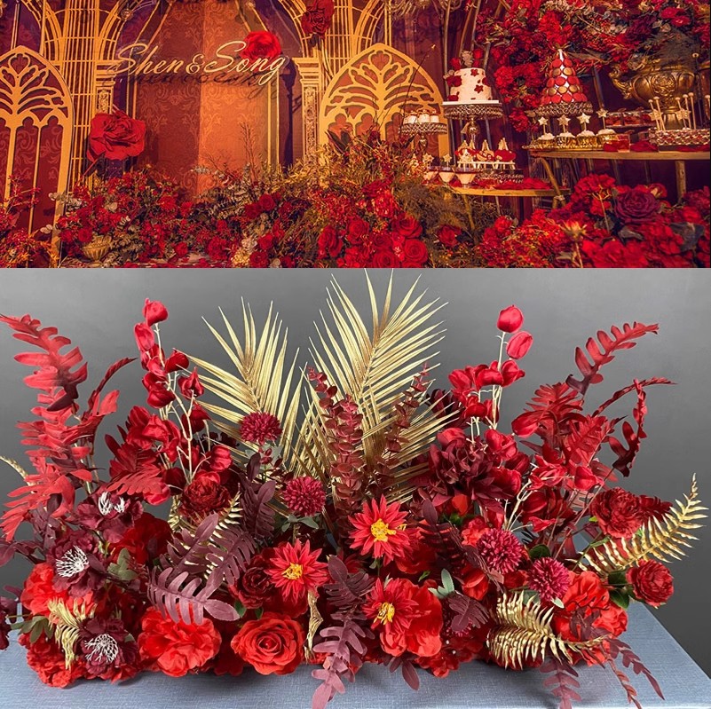 新款婚礼装饰婚庆花艺仿真花吊顶假花塑料花地排花引路T台插花详情12