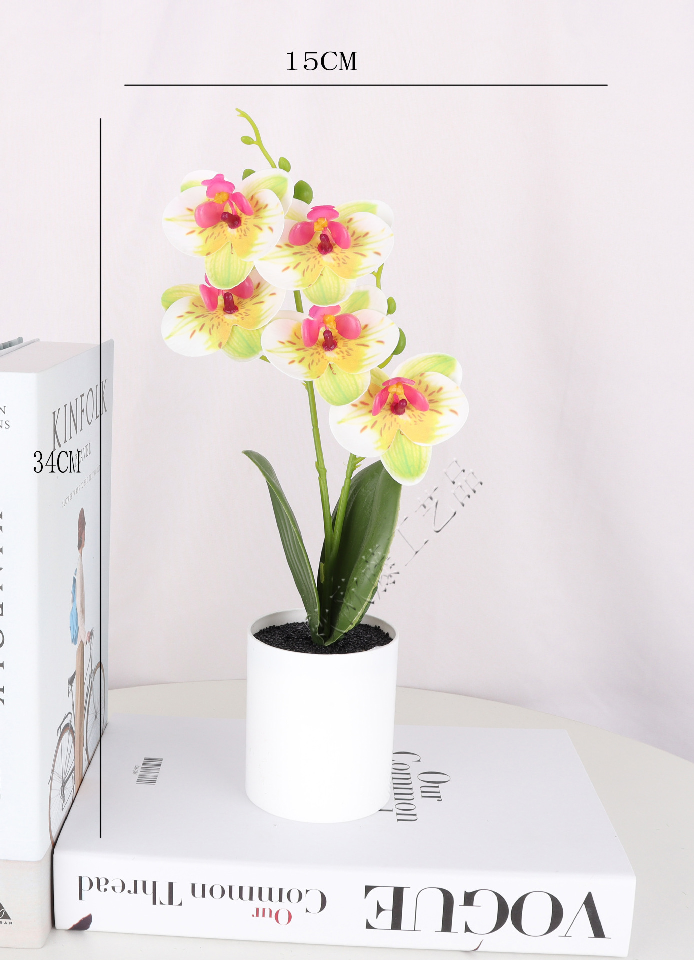 仿真蝴蝶兰2叉5头盆栽/仿真盆景/仿真花创意内室小摆件/亚马逊厂详情2