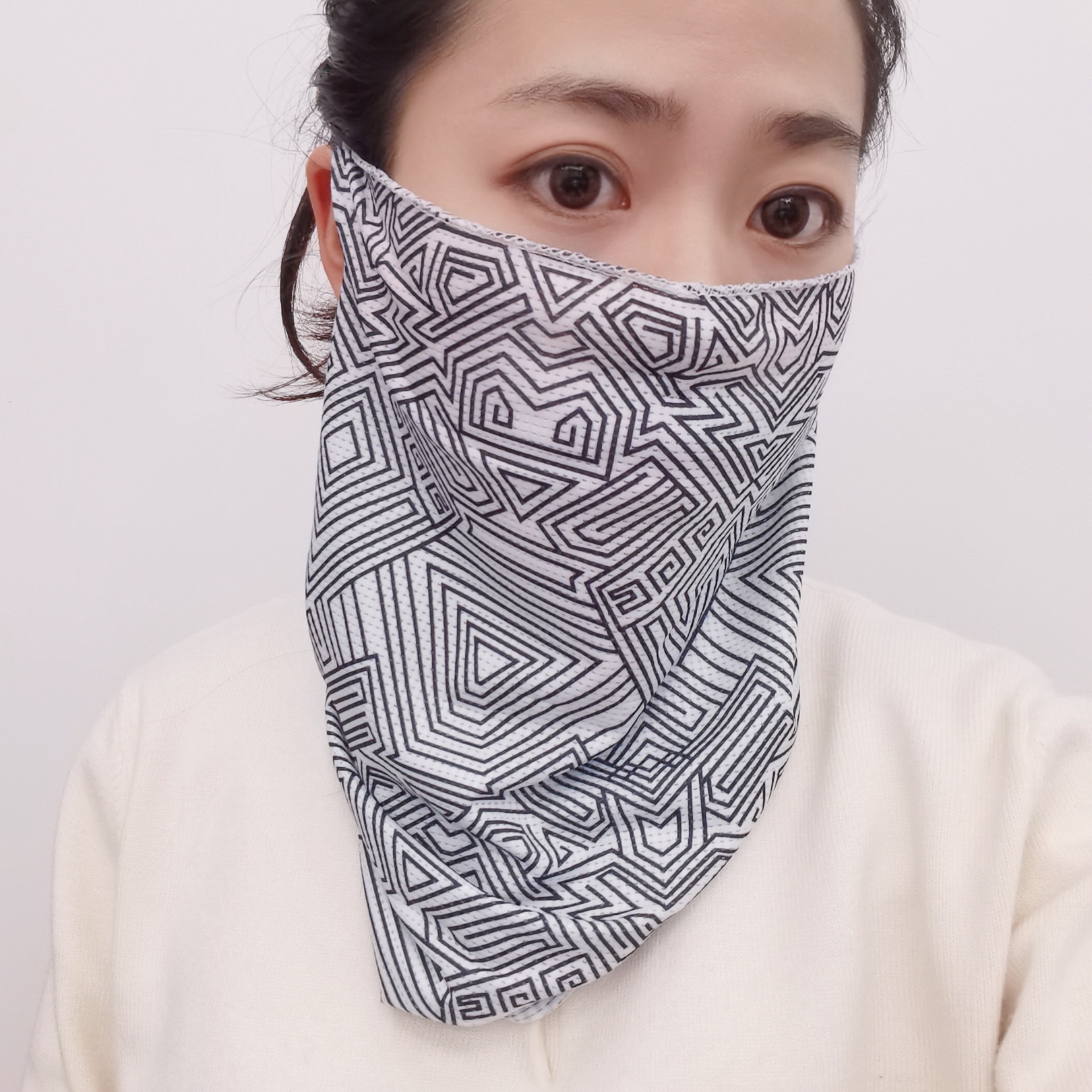 夏天防晒面罩女遮脸全脸护颈骑行防紫外线冰丝面罩防晒口罩遮脖子详情4