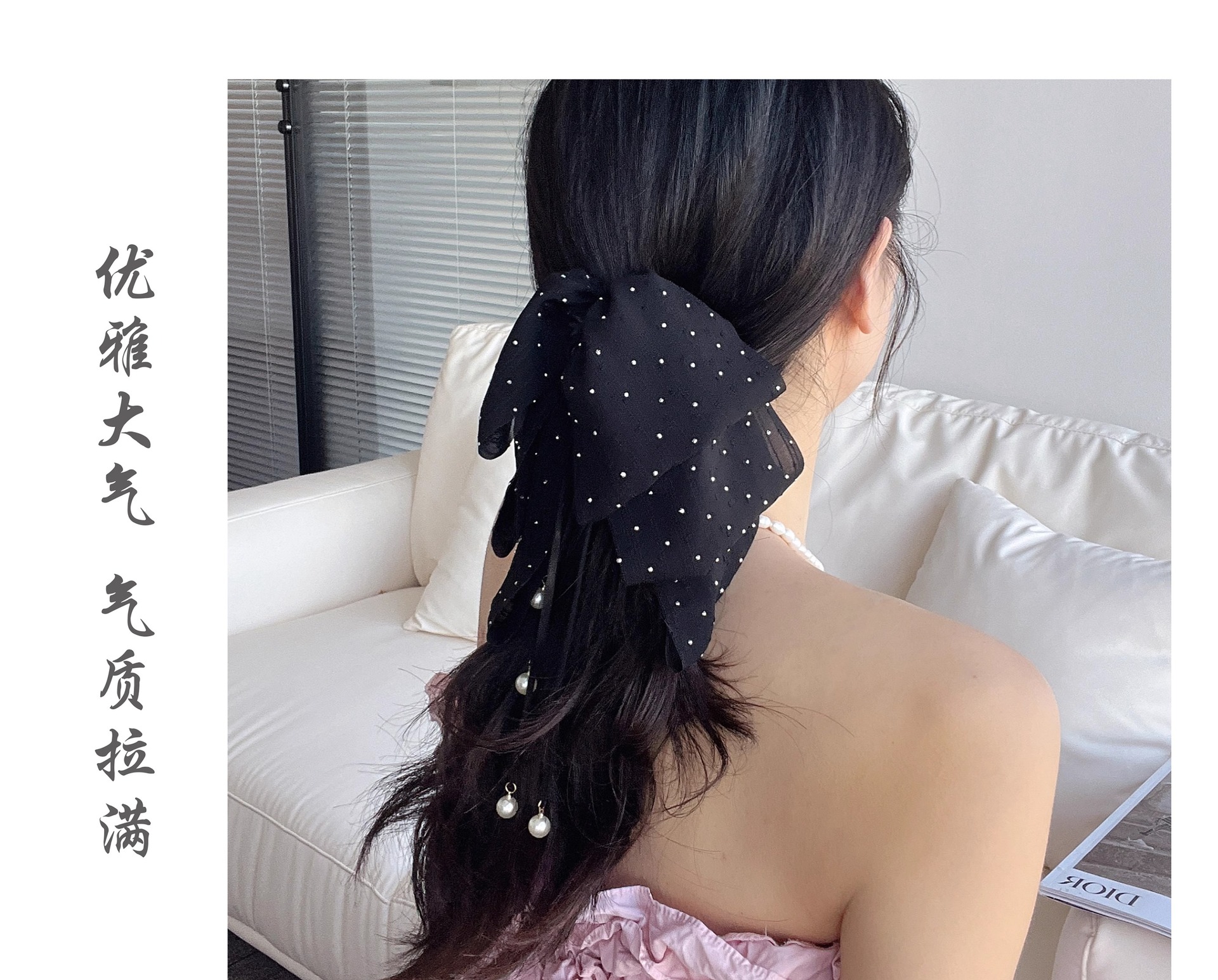 听雨抓夹2024年新款满天星四条飘带发夹显发量法式温柔甜美发饰详情8