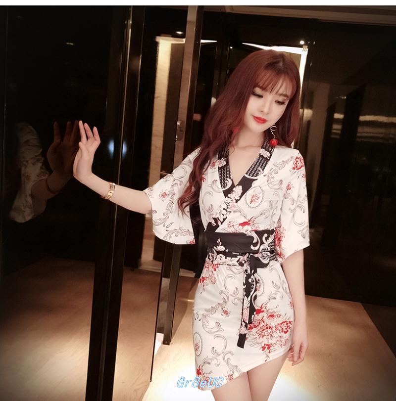 格格家 夏季新款夜店女装性感V领收腰复古包臀裙花色一步裙连衣裙详情9