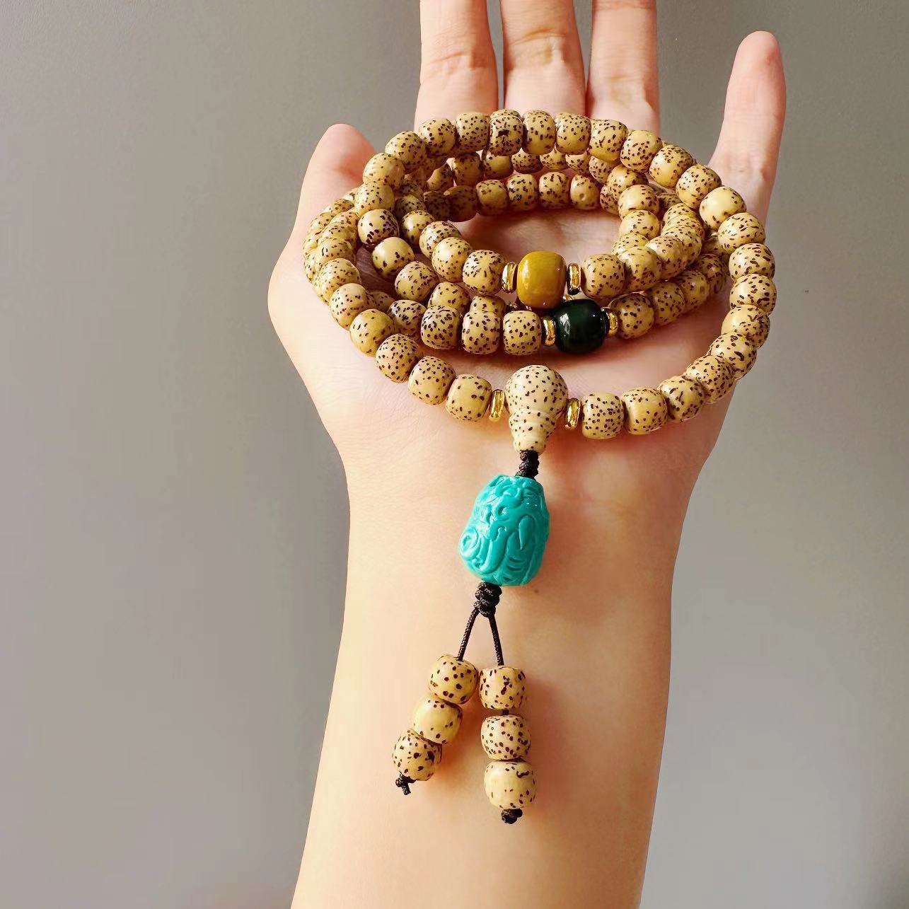 Natural Hainan Original Ecological Golden Seed Star Moon Bead 108 Buddhist Prayer Beads Bracelet Necklace, agate and turquoise Tibetan-style cultural play wholesale, cultural play Buddhist prayer beads bead bracelet bracelet, string beads factory direct sales wholesale pic 18