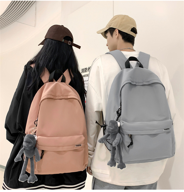 A large-capacity, ins, trendy and cool, canvas, simple grey backpack for boys in junior high school, senior high school and college pic 25