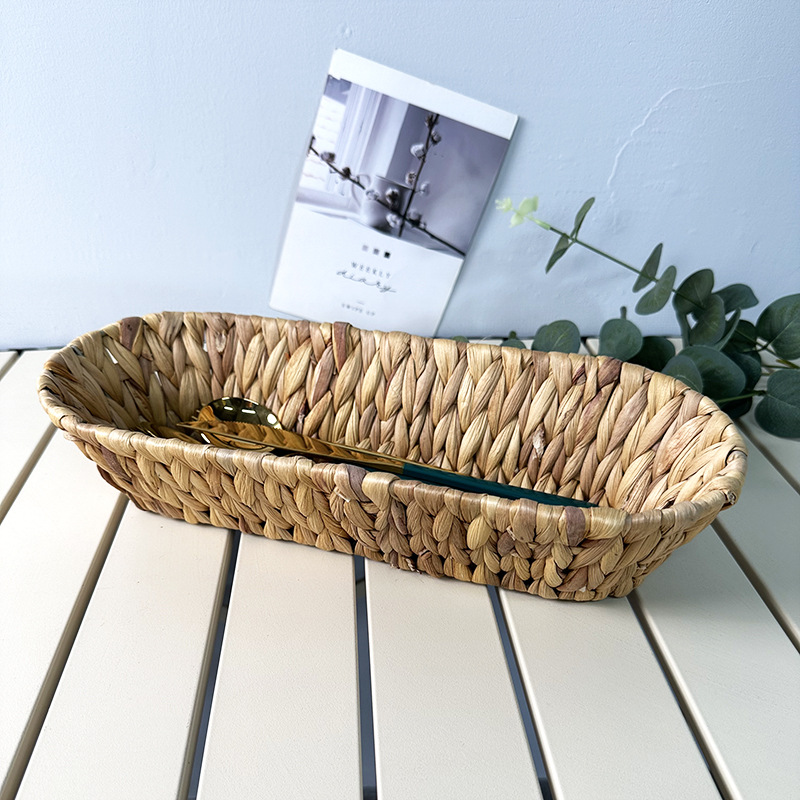 家用零食收纳篮创意草编葫芦草编织果盘刀叉篮小吃编织篮面包篮子详情6