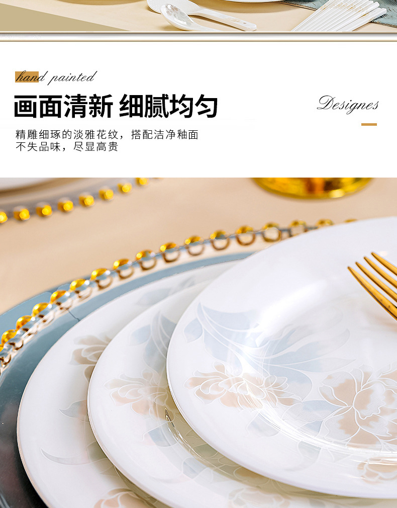 Jingdezhen tableware Set, complete gift box, simple home, light luxury, joy of moving house, beauty of the city, one-piece consignment pic 3