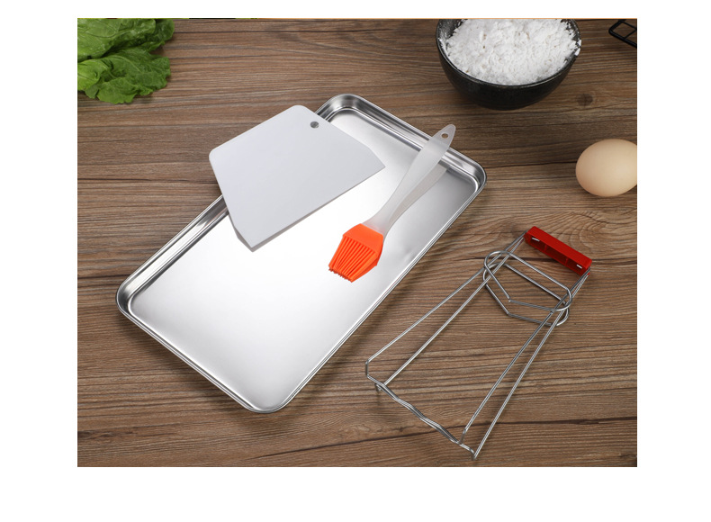 Stainless steel rice noodle steaming plates, cold noodle plates, square plates, barbecue plates, household flat vegetable plates, square commercial plates pic 15