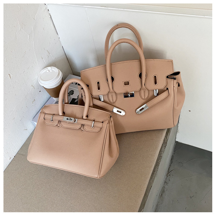 Lychee pattern platinum bag 2021 new style Kelly bag for brides, wedding bags and women, large capacity hand-held bag, shoulder crossbody, soft surface pic 41