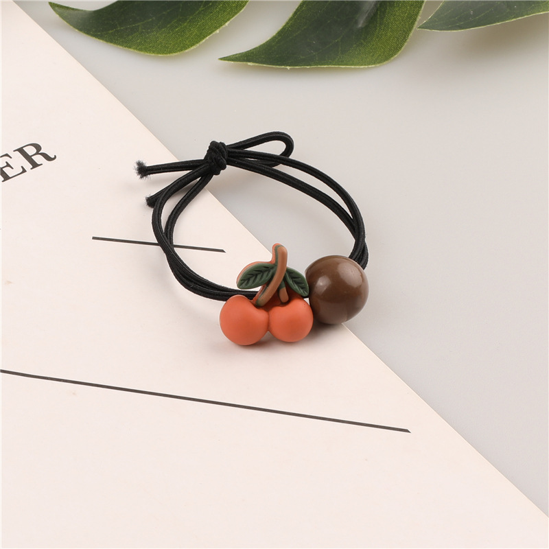 Korean version of ins cartoon cherry hair bands, black thread hair ties, high-elasticity hair ties, 2-yuan store wholesale supply pic 21