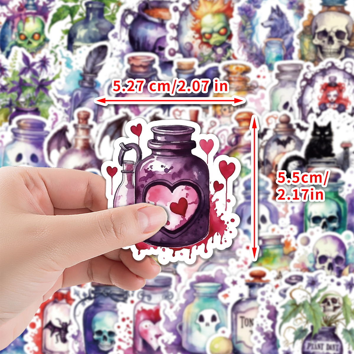 跨境50张神奇魔法药水涂鸦贴纸水杯手机防水装饰贴纸创意文具贴纸详情3