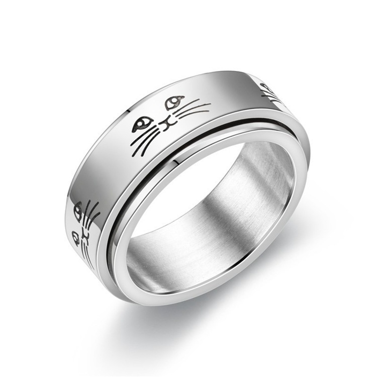 Cross-border Amazon bestseller titanium steel rotating ring, star and moon stress-relieving and anti-anxiety ring, European and American accessories/Chinese trend products pic 48