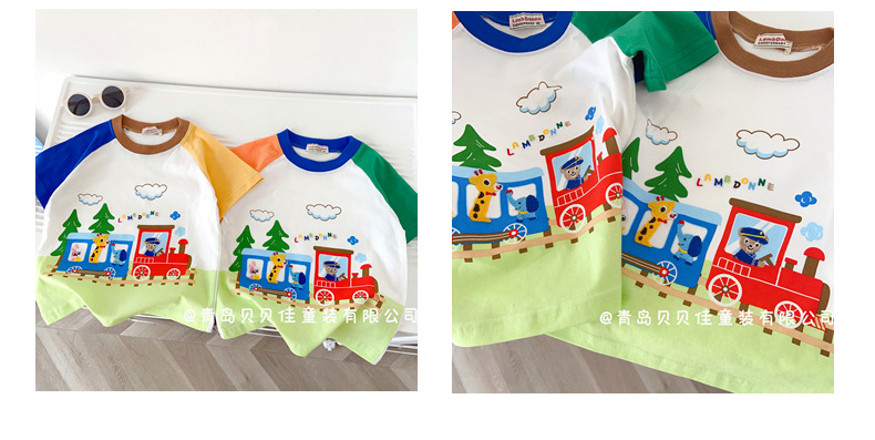 儿童短袖t恤夏装火车半袖日系卡通儿童插肩短袖潮牌外贸童装批发详情26