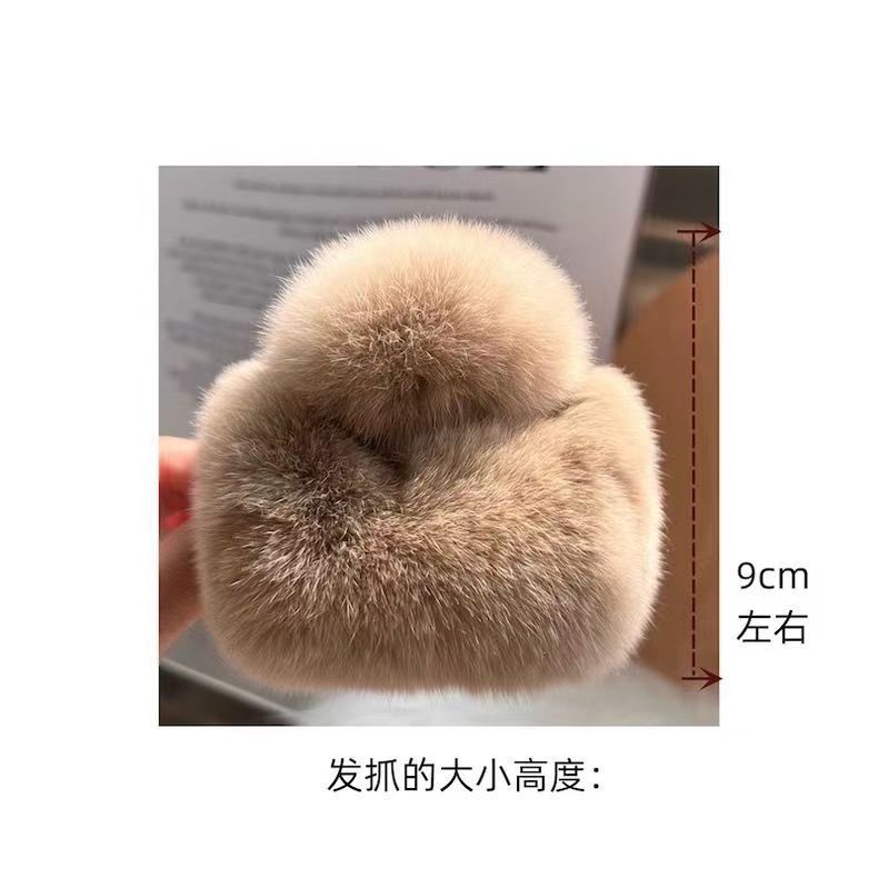 Korean square rex rabbit hair clip, back head ponytail bun hair clamp, large plush shark, factory direct sales pic 1