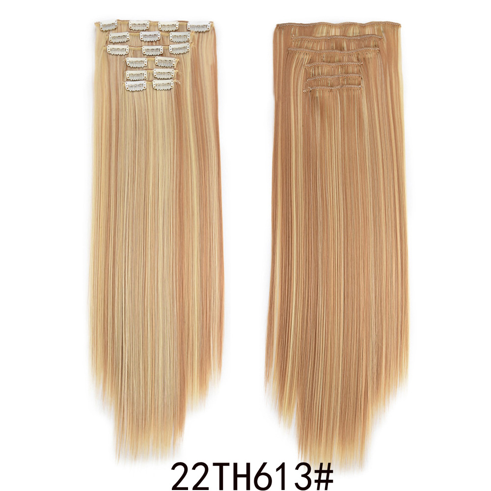 16-clip long straight hair wig for women, 6-piece clip hair extension, 6-piece straight hair extension, 6-piece hair extension pic 16