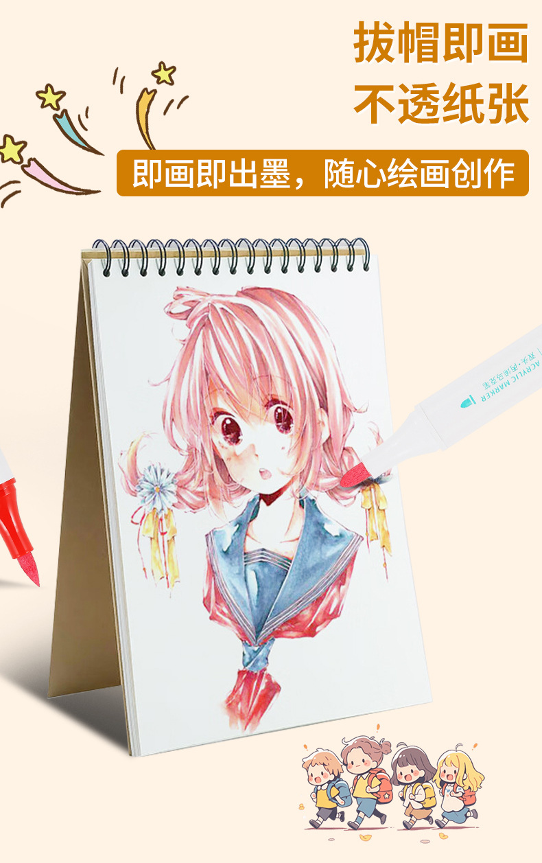 Triangular double-headed acrylic marker pen, student art special doodle and drawing pen, non-transparent and waterproof pen, watercolor pen, non-transparent and multi-color marker pen pic 4