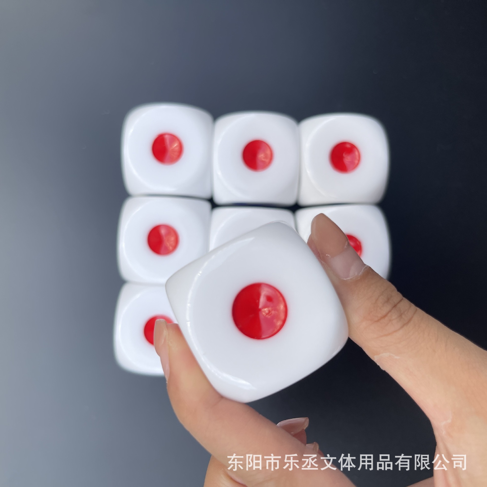 35MM树脂白底红蓝点3.0cm#常规/树脂色子树脂材料骰子/色子/详情2