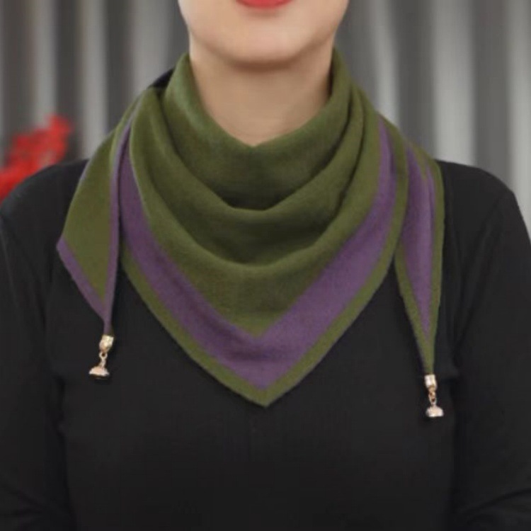 秋冬季新款仿羊绒磁扣针织双色三角巾女保暖洋气时尚百搭护颈围巾详情7